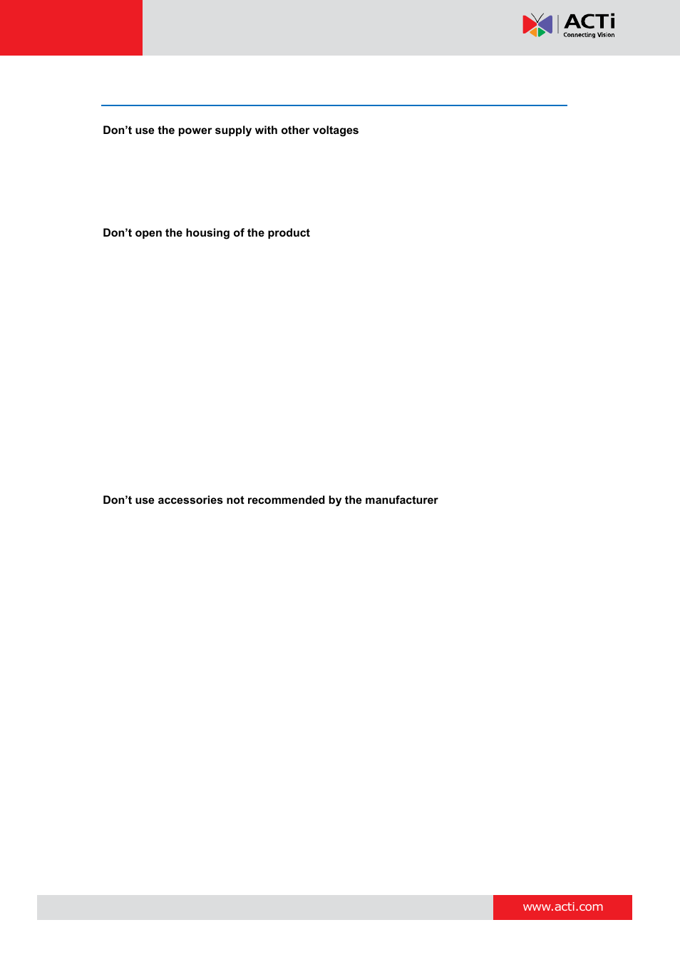 Safety instructions, Kcm-3911 hardware manual | ACTi KCM-3911 User Manual | Page 4 / 26
