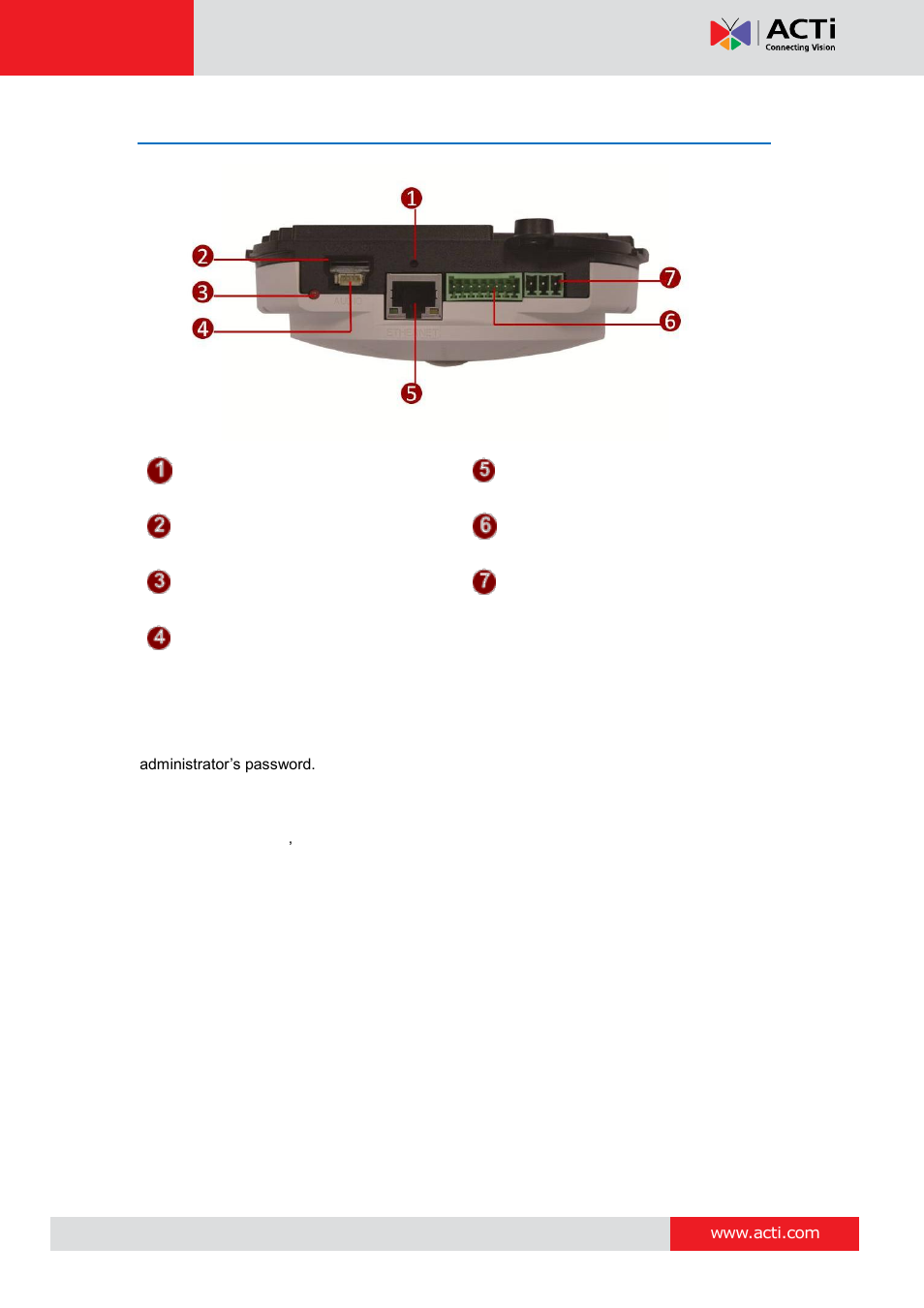 Physical description | ACTi KCM-3911 User Manual | Page 7 / 26