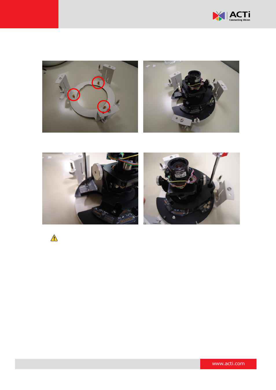 Hardware manual, 4) attach the camera to the mount | ACTi KCM-3311 User Manual | Page 13 / 24