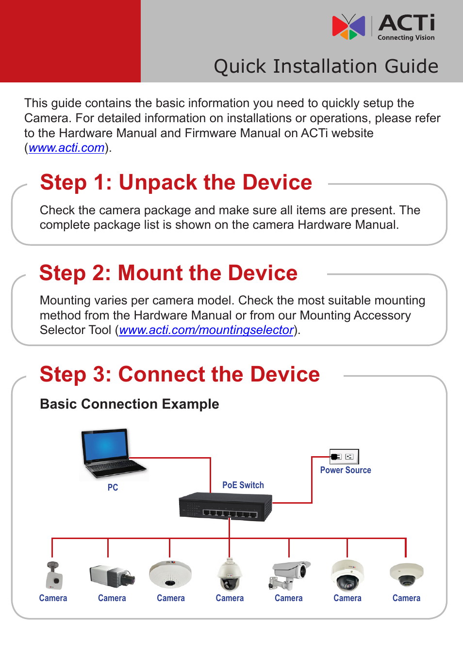 ACTi Camera User Manual | 4 pages