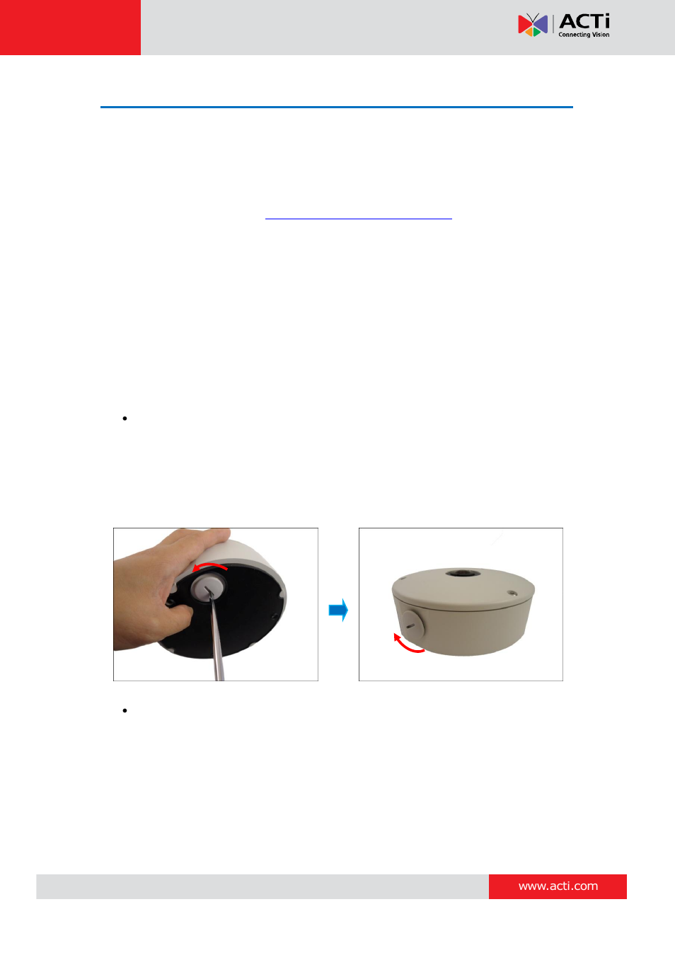 Installing the camera on a flat surface, Step 1: drill the holes | ACTi KCM-7911 User Manual | Page 11 / 32