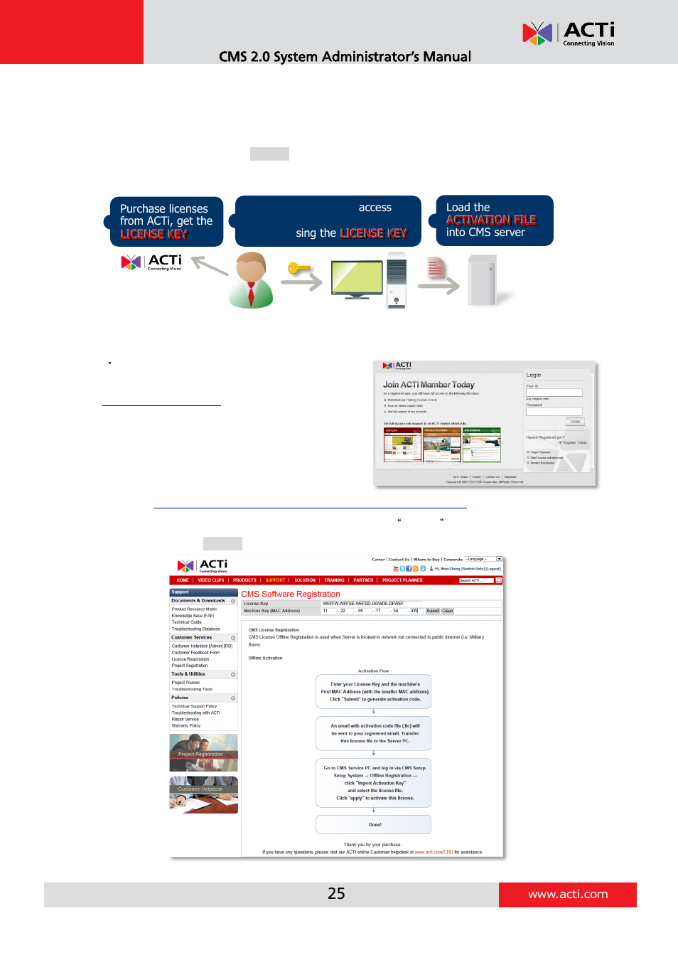 Offline activation, Cms 2.0 system administrator’s manual | ACTi CMS 2 User Manual | Page 25 / 85