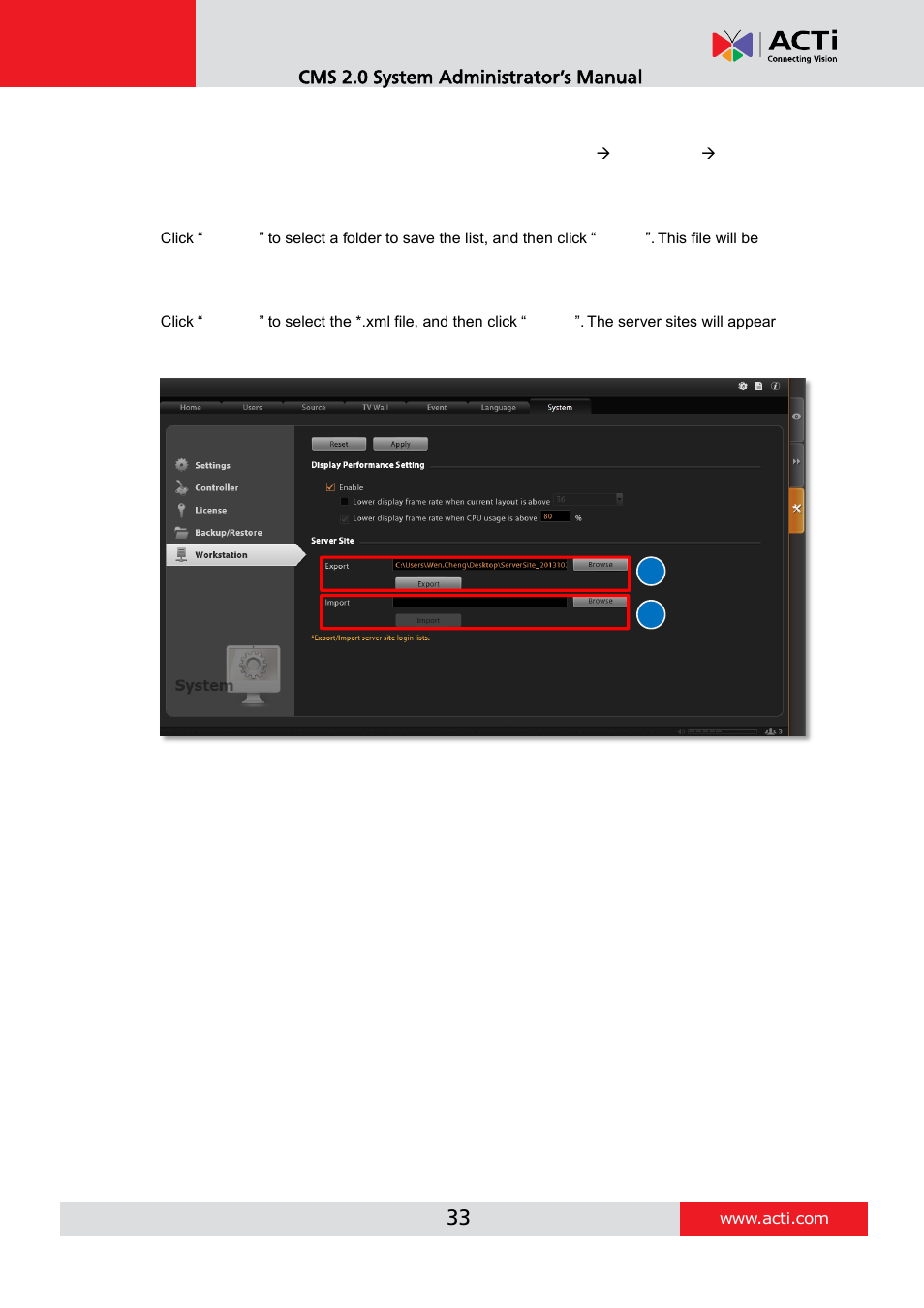 ACTi CMS 2 User Manual | Page 33 / 85