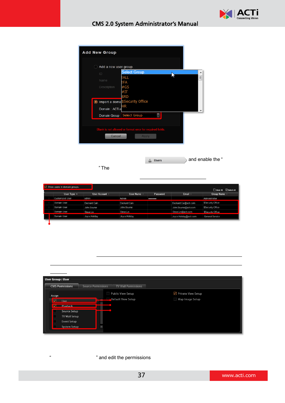 Cms 2.0 system administrator’s manual | ACTi CMS 2 User Manual | Page 37 / 85