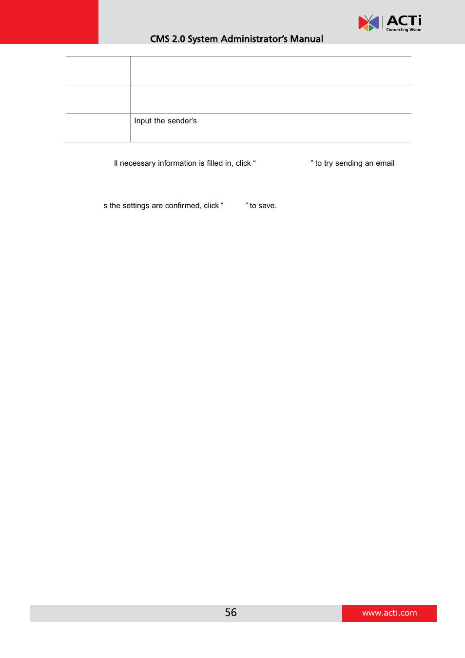 Cms 2.0 system administrator’s manual | ACTi CMS 2 User Manual | Page 56 / 85