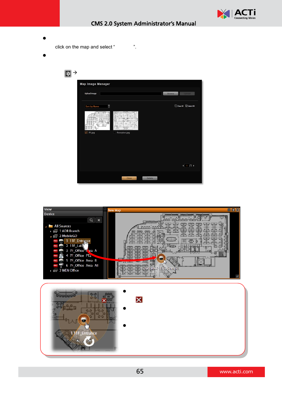 Step 6: add devices to the map | ACTi CMS 2 User Manual | Page 65 / 85