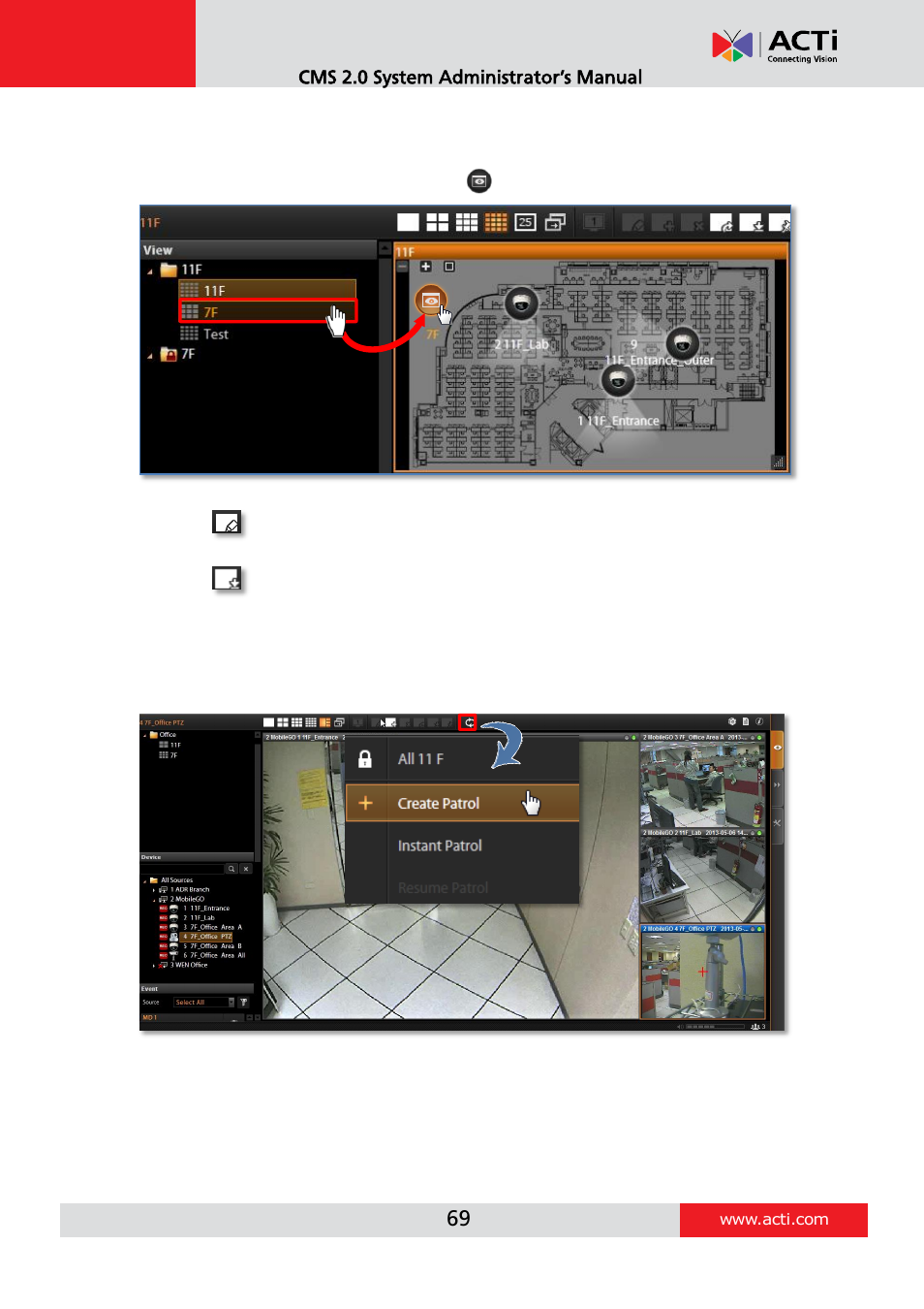 Set view link, Set view patrol | ACTi CMS 2 User Manual | Page 69 / 85