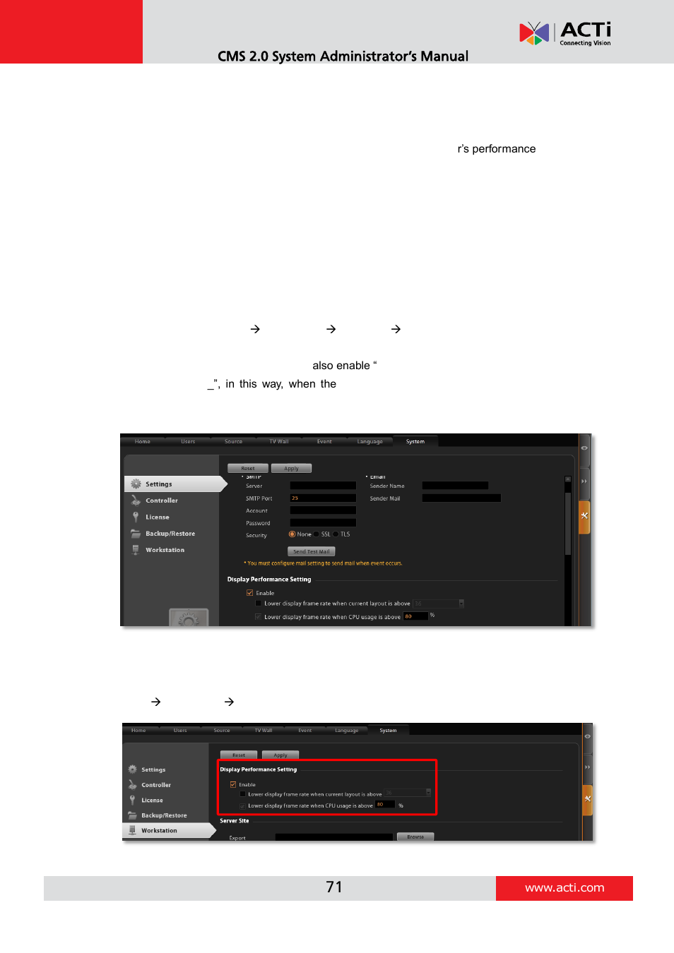 Tips to enhance live view performance | ACTi CMS 2 User Manual | Page 71 / 85