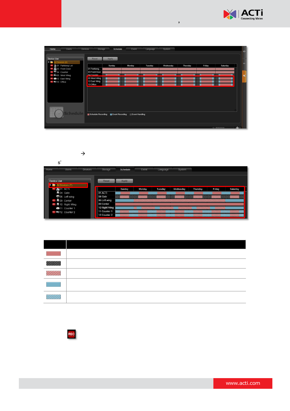 View the entire recording schedule | ACTi MNR-310 User Manual | Page 101 / 156