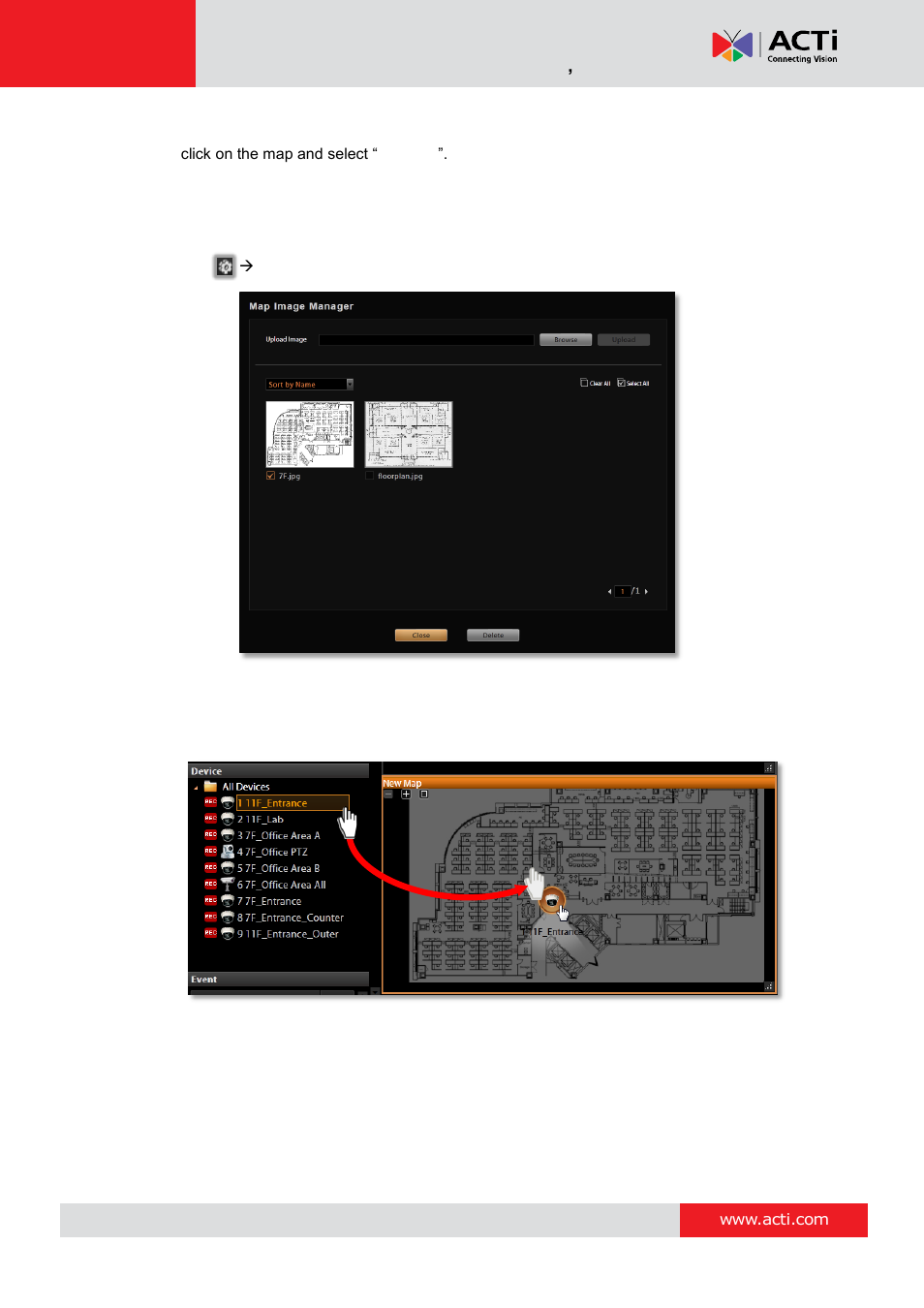 Step 6: add devices to the map | ACTi MNR-310 User Manual | Page 126 / 156
