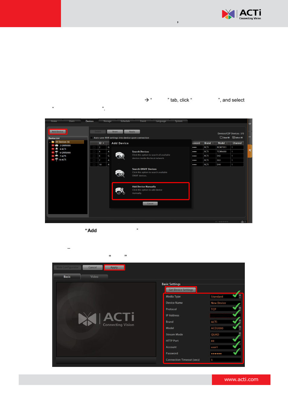 Add non-acti cameras, Mnr-310 system administrator ’s manual | ACTi MNR-310 User Manual | Page 71 / 156