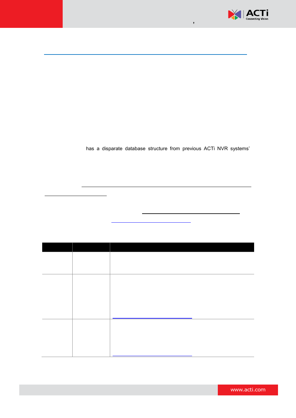 System migration, Migrate from nvr 2.3 to nvr 3, Nvr 2.3 to nvr server data compatibilities | Nvr 3 corporate system administrator ’s manual | ACTi NVR 3 Corporate User Manual | Page 137 / 149