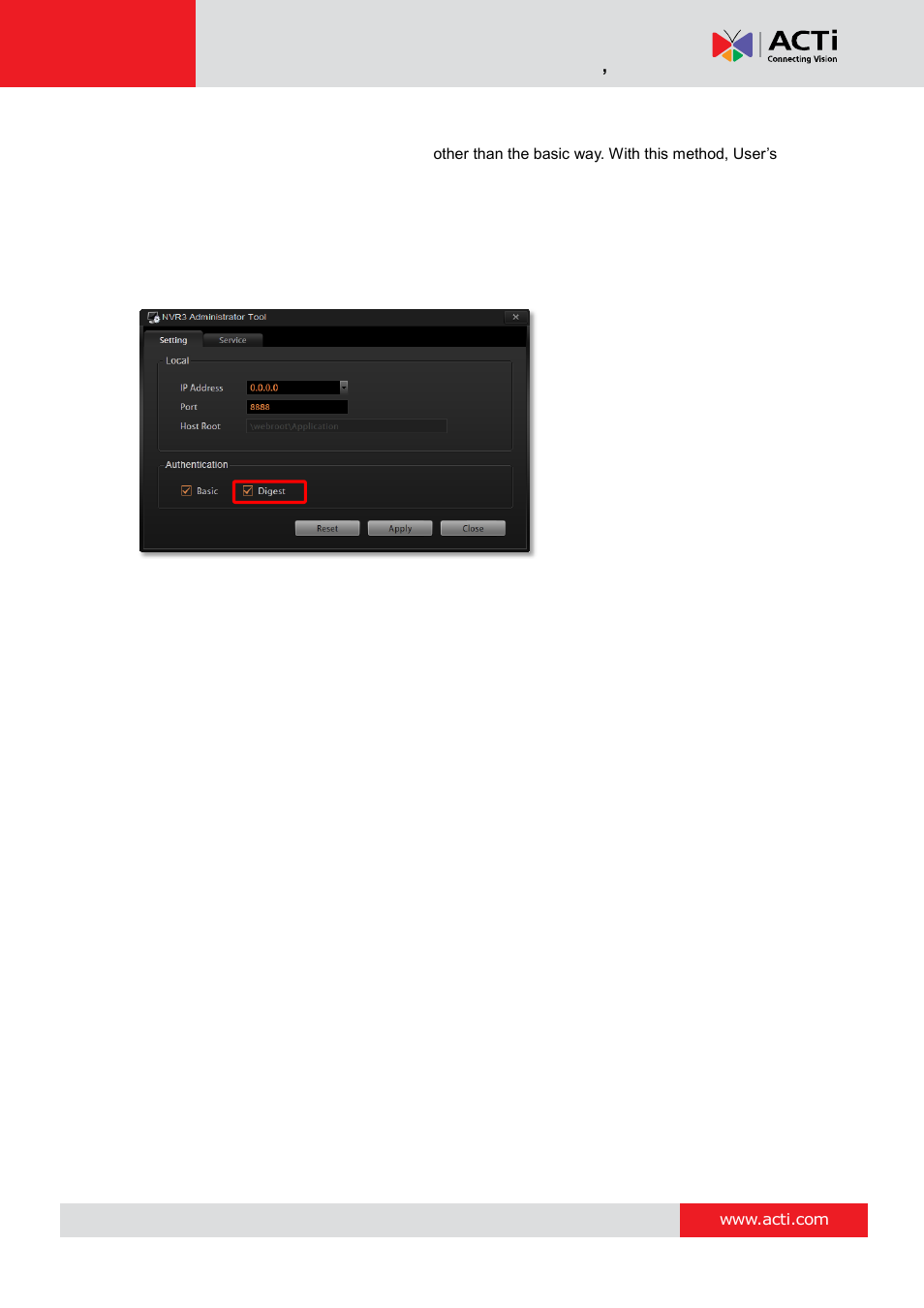 Change authentication method | ACTi NVR 3 Corporate User Manual | Page 140 / 149