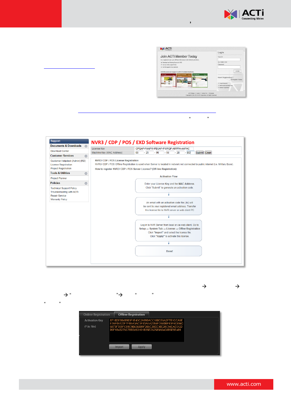 Offline activation sop, Offline activation, Nvr 3 corporate system administrator ’s manual | ACTi NVR 3 Corporate User Manual | Page 29 / 149