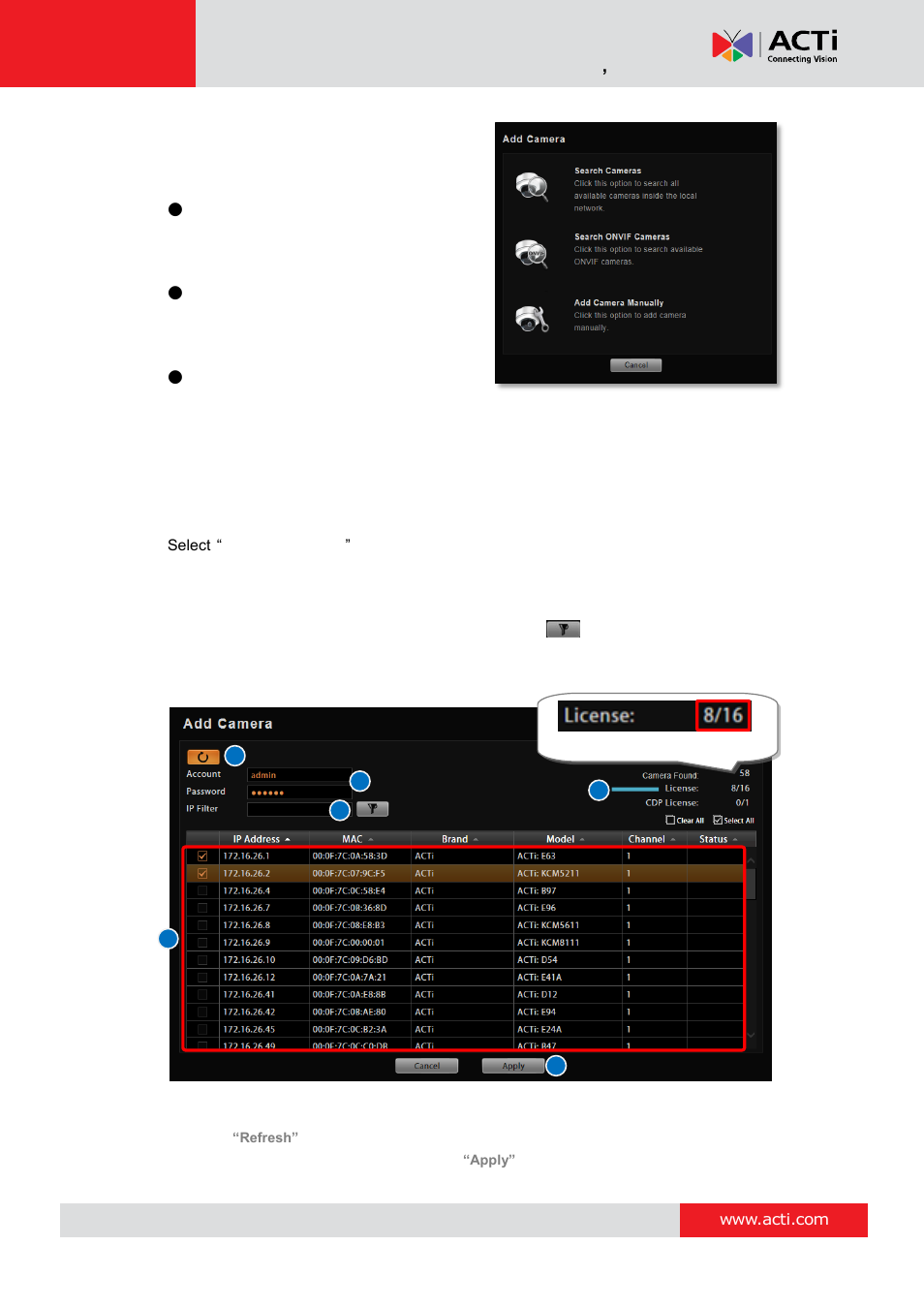 Search cameras within local area network | ACTi NVR 3 Corporate User Manual | Page 45 / 149