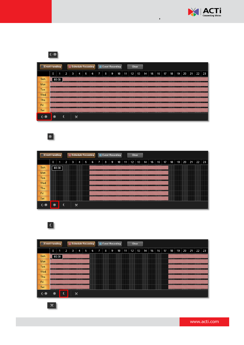 Use time setting quick buttons to set the time | ACTi NVR 3 Corporate User Manual | Page 83 / 149