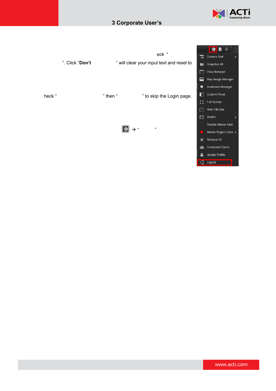 F. remember login information, G. retrieve the user password | ACTi NVR 3 Corporate User Manual | Page 15 / 56