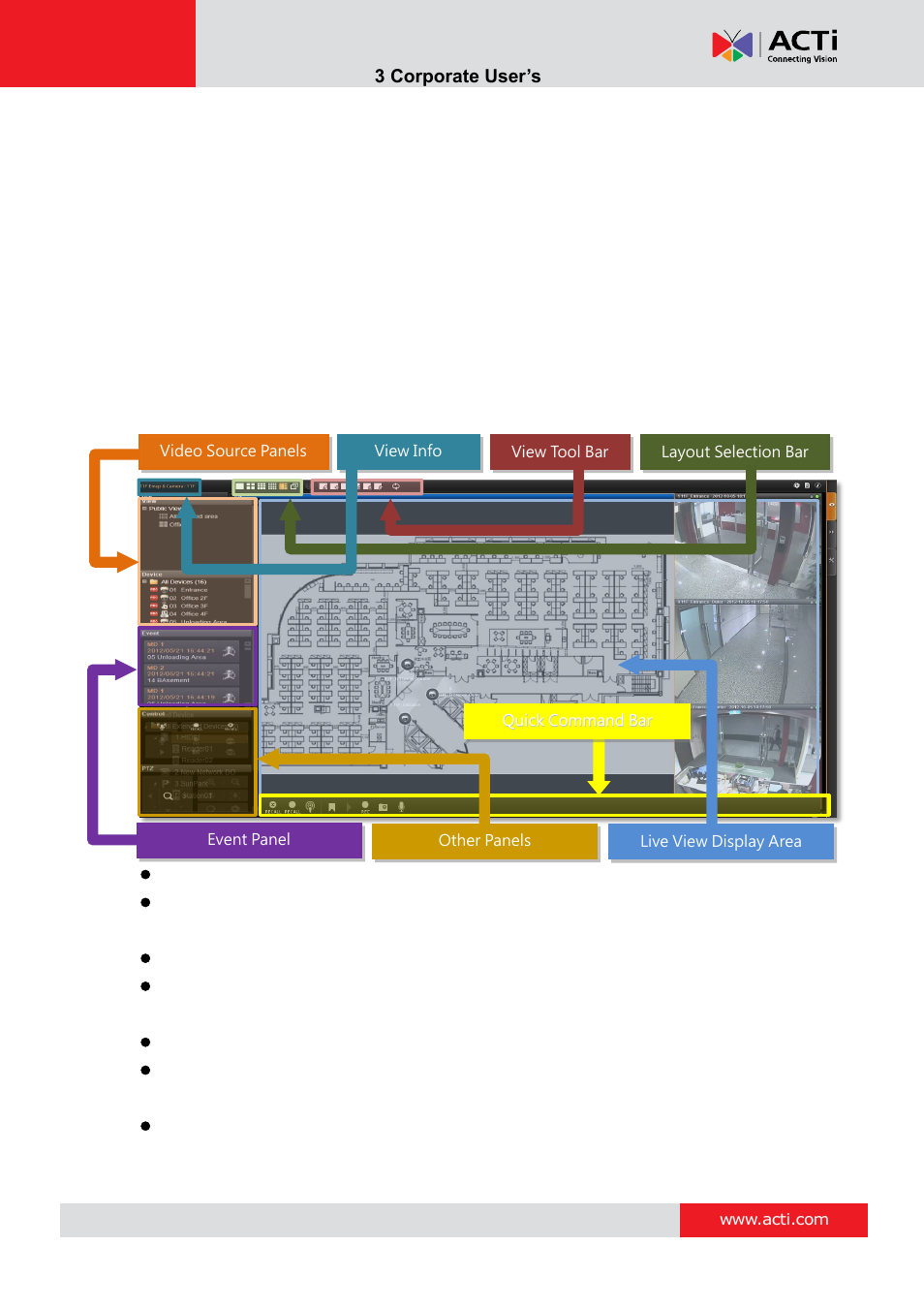 Live view, Nvr 3 corporate user’s manual | ACTi NVR 3 Corporate User Manual | Page 20 / 56