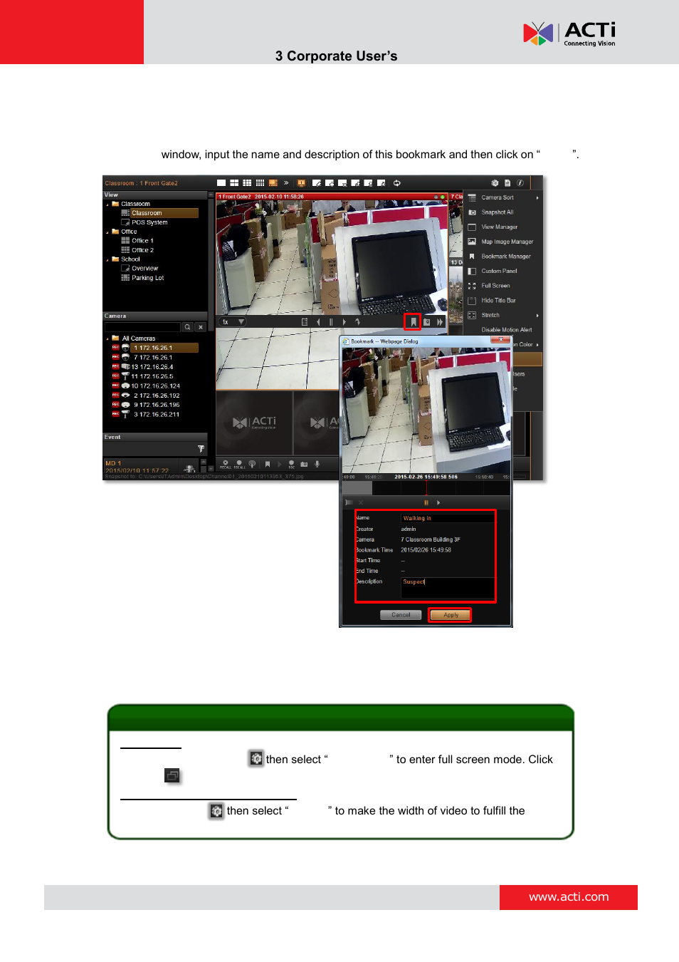 Add bookmark | ACTi NVR 3 Corporate User Manual | Page 24 / 56