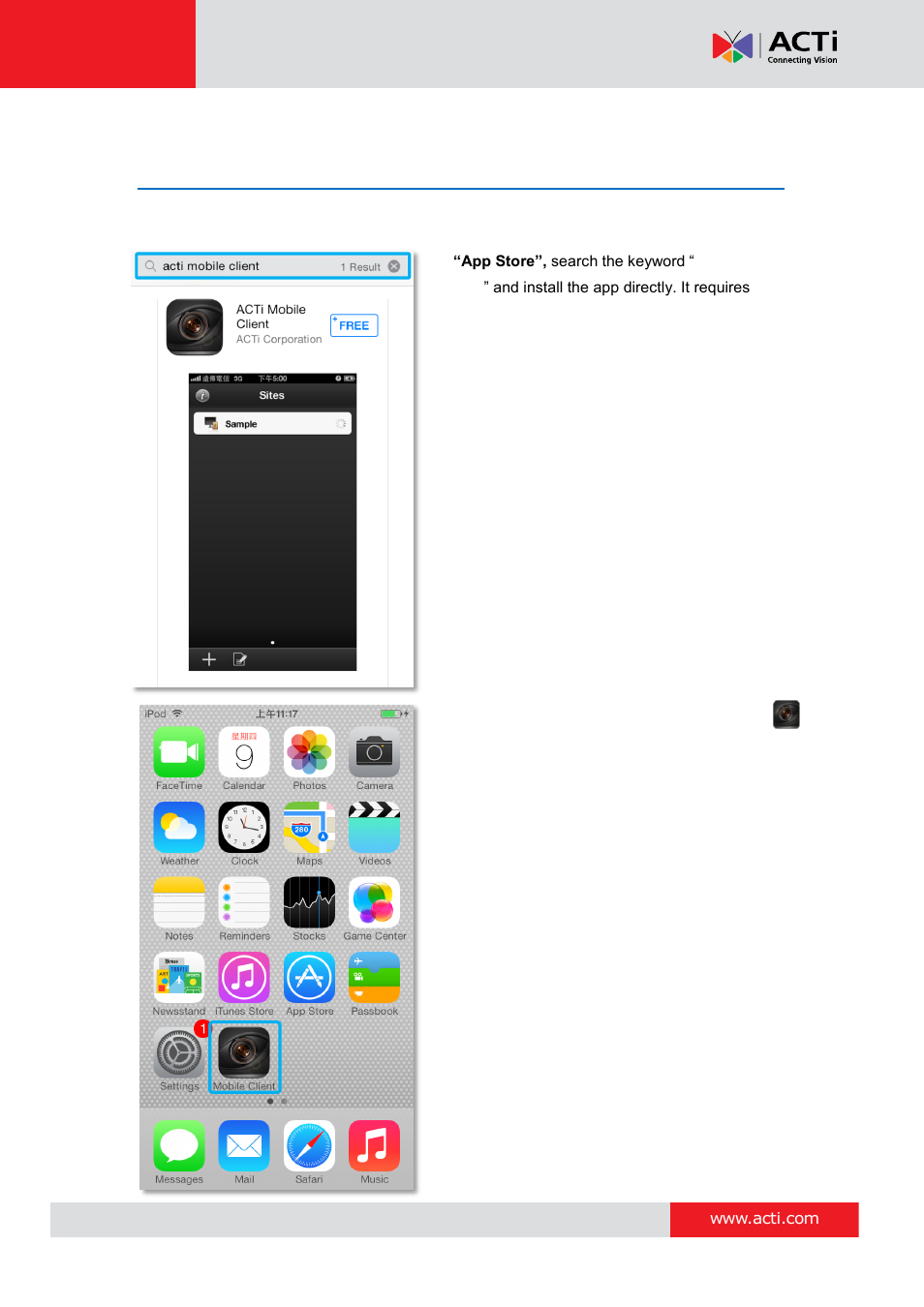 Download & installation | ACTi Mobile Client for iOS User Manual | Page 5 / 24