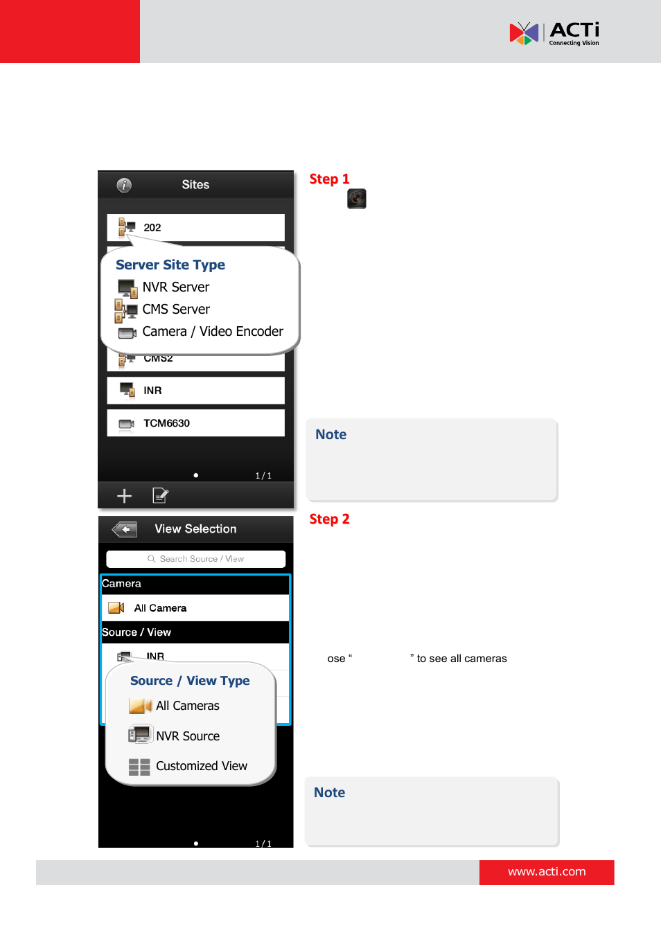 Connect a site / device | ACTi Mobile Client for iOS User Manual | Page 9 / 24