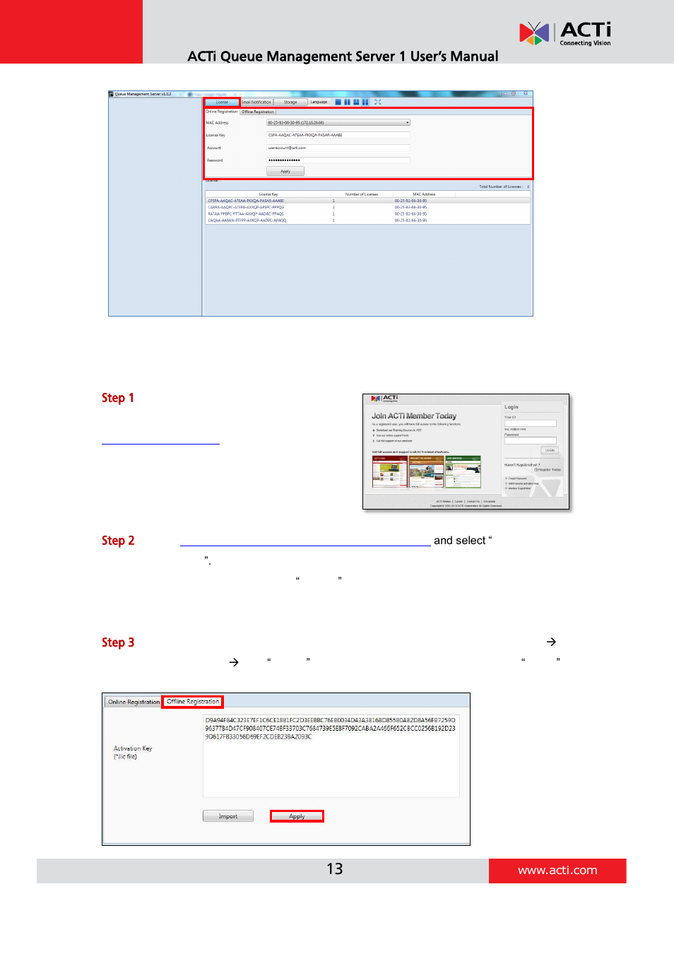 Offline activation sop | ACTi Queue Management Server 1 User Manual | Page 13 / 46