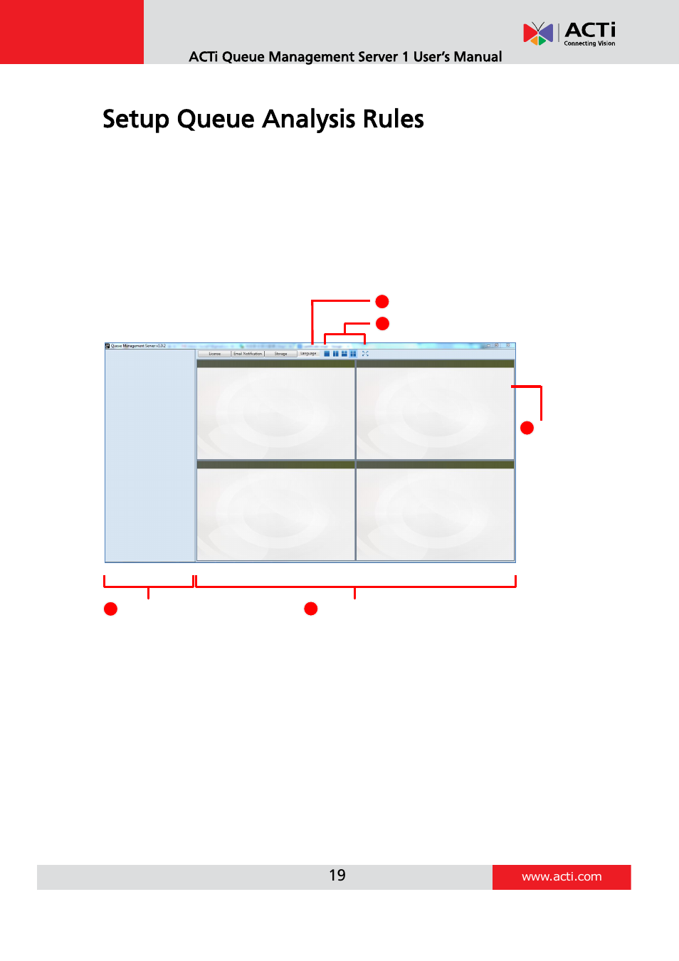 Setup queue analysis rules | ACTi Queue Management Server 1 User Manual | Page 19 / 46