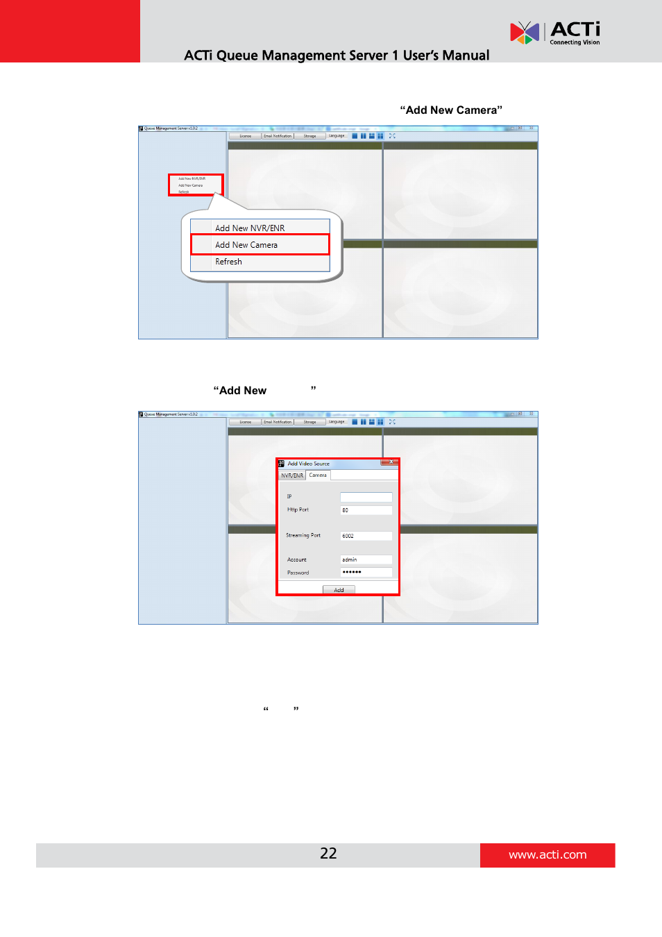 Acti queue management server 1 user’s manual | ACTi Queue Management Server 1 User Manual | Page 22 / 46