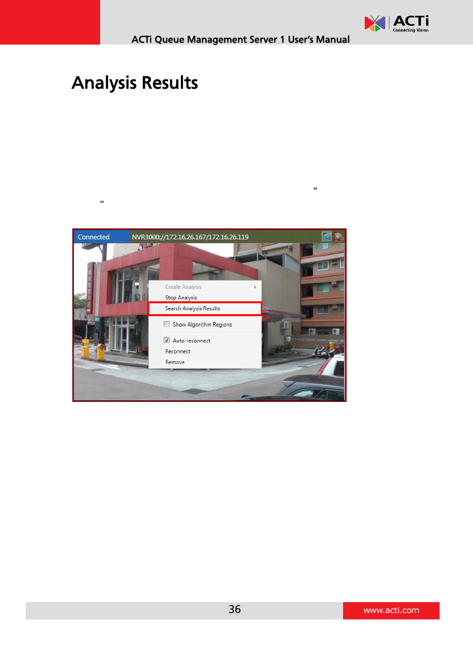 Analysis results | ACTi Queue Management Server 1 User Manual | Page 36 / 46