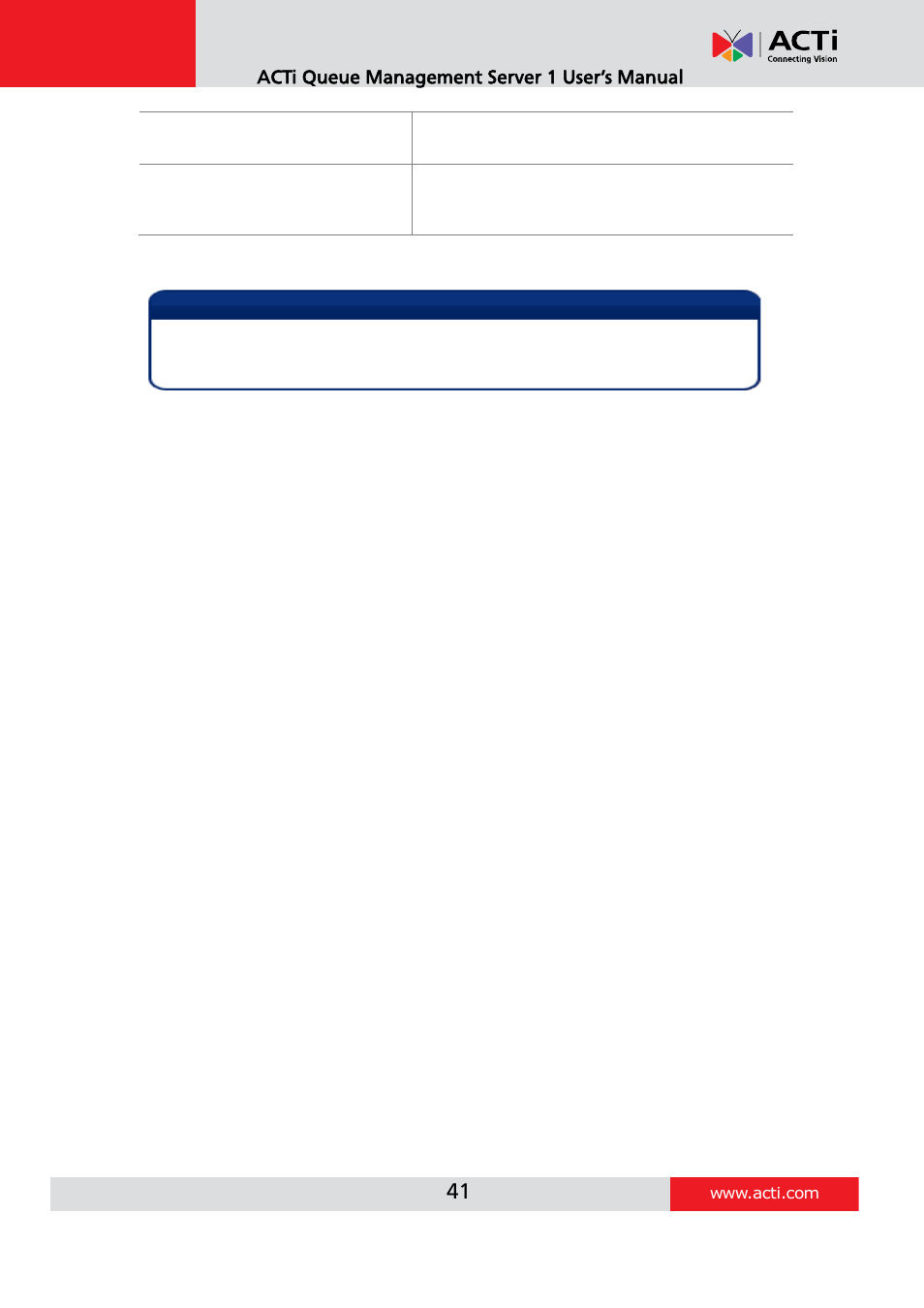ACTi Queue Management Server 1 User Manual | Page 41 / 46