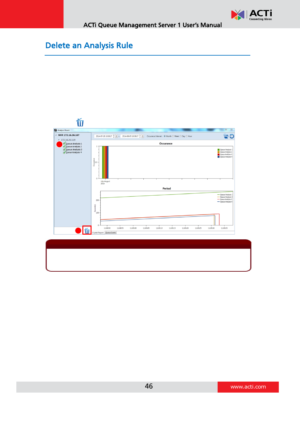 Delete an analysis rule | ACTi Queue Management Server 1 User Manual | Page 46 / 46