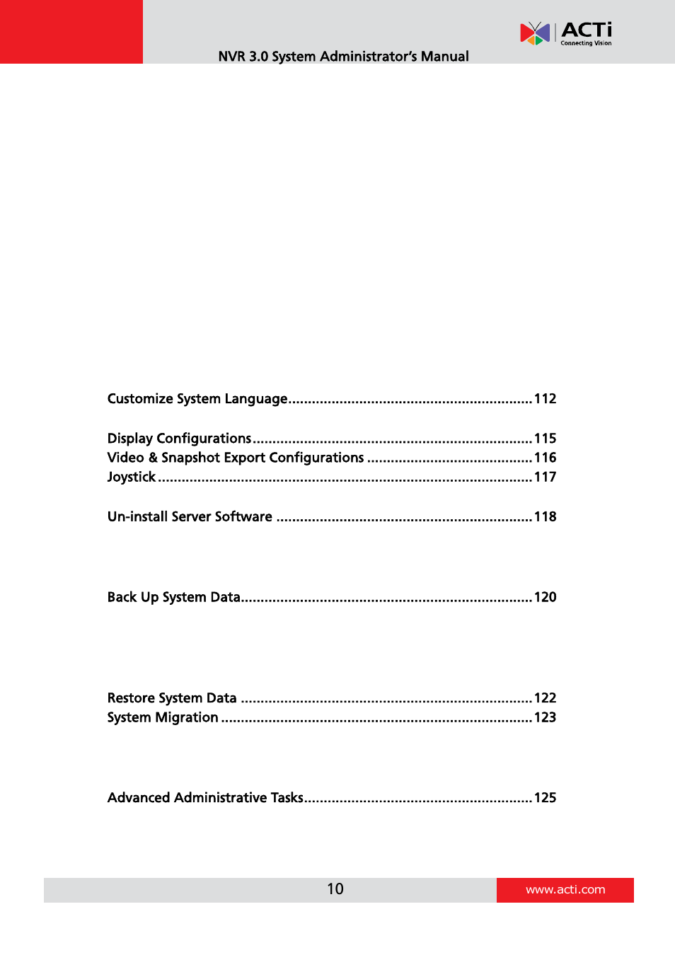 ACTi NVR 3 V3.0.09 User Manual | Page 10 / 131