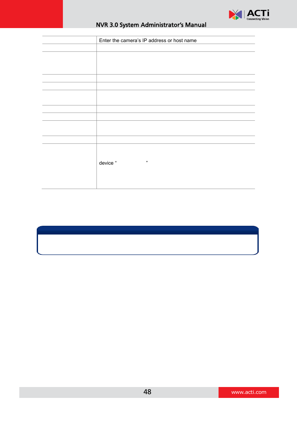 Nvr 3.0 system administrator’s manual | ACTi NVR 3 V3.0.09 User Manual | Page 48 / 131