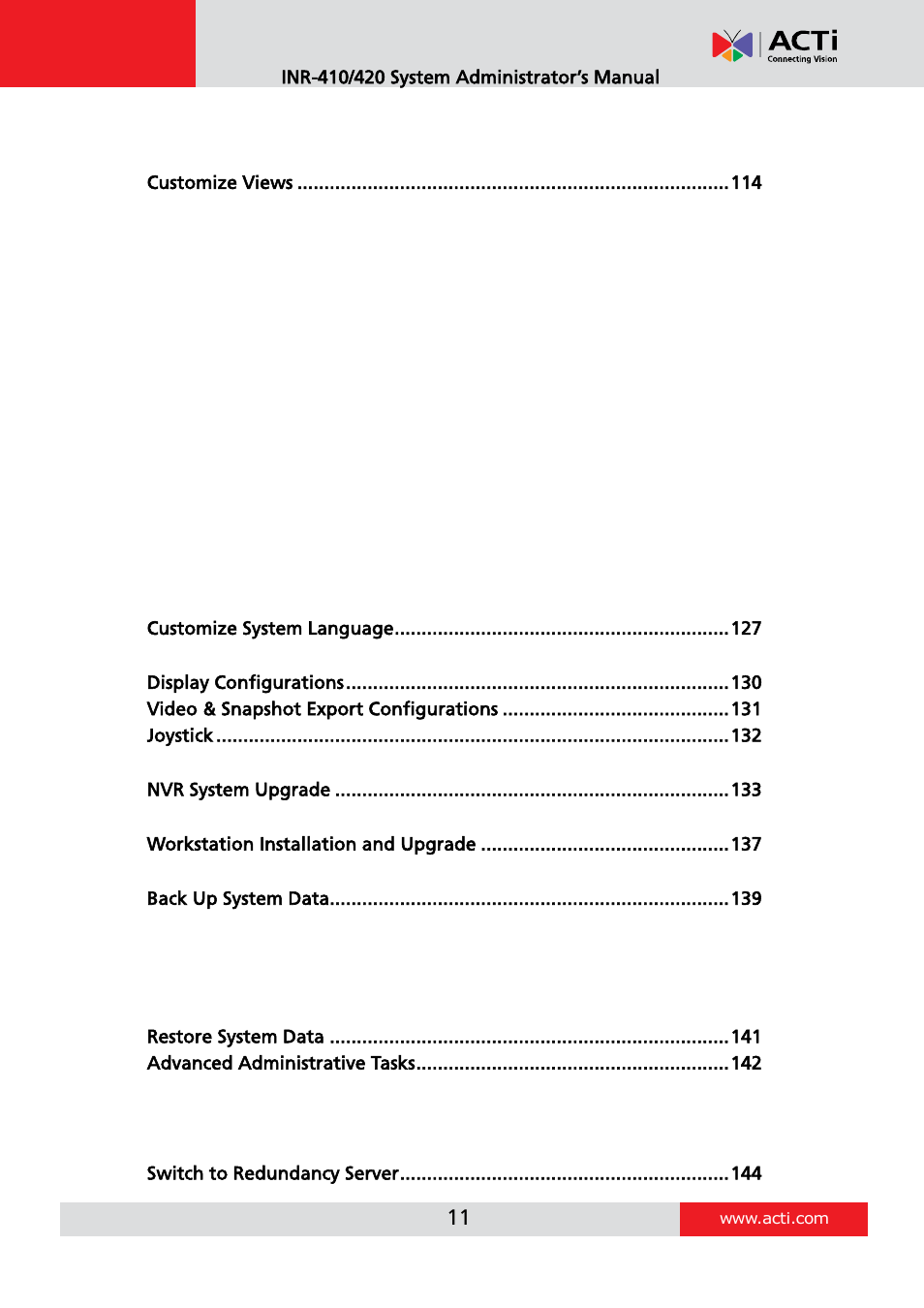 ACTi INR-410 INR-420 V3.0.09 User Manual | Page 11 / 148