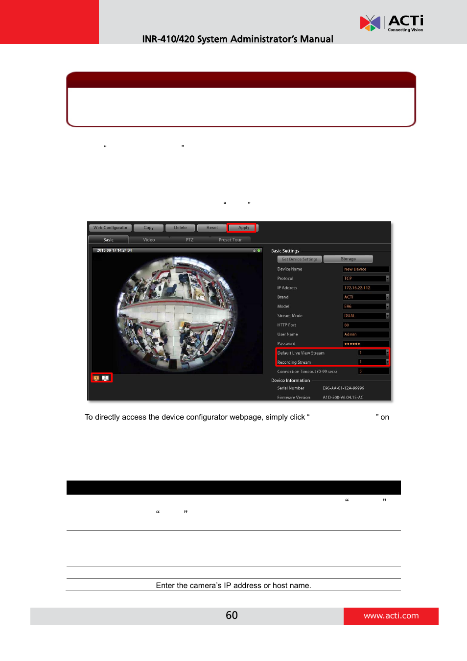 Basic settings attributes | ACTi INR-410 INR-420 V3.0.09 User Manual | Page 60 / 148