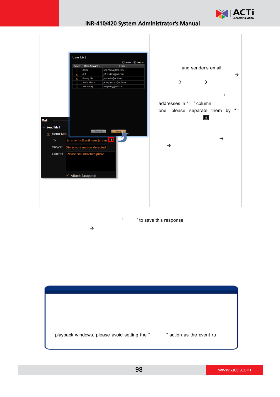 ACTi INR-410 INR-420 V3.0.09 User Manual | Page 98 / 148
