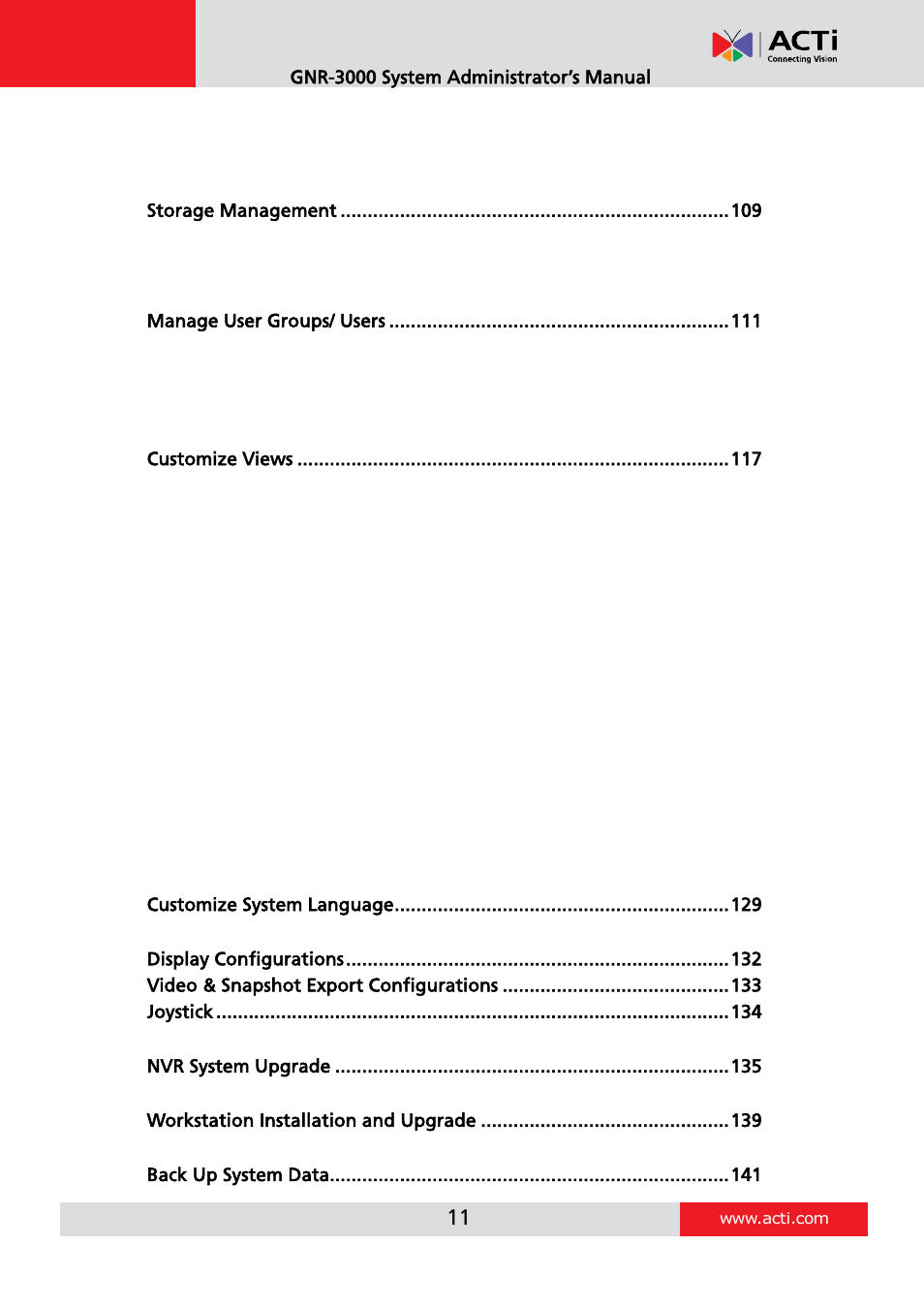 ACTi GNR-3000 V3.0.09 User Manual | Page 11 / 150