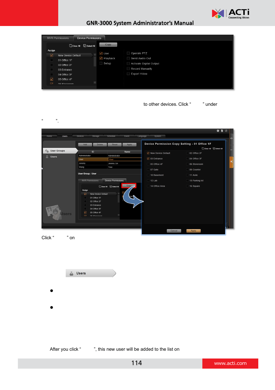 Add users | ACTi GNR-3000 V3.0.09 User Manual | Page 114 / 150