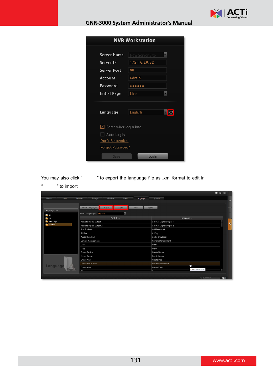 ACTi GNR-3000 V3.0.09 User Manual | Page 131 / 150