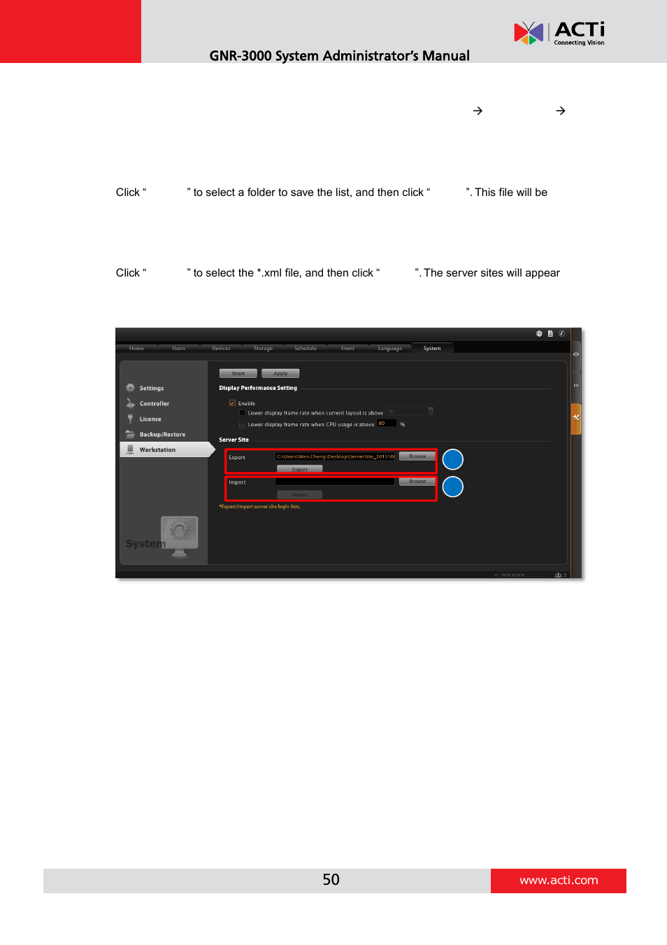 ACTi GNR-3000 V3.0.09 User Manual | Page 50 / 150