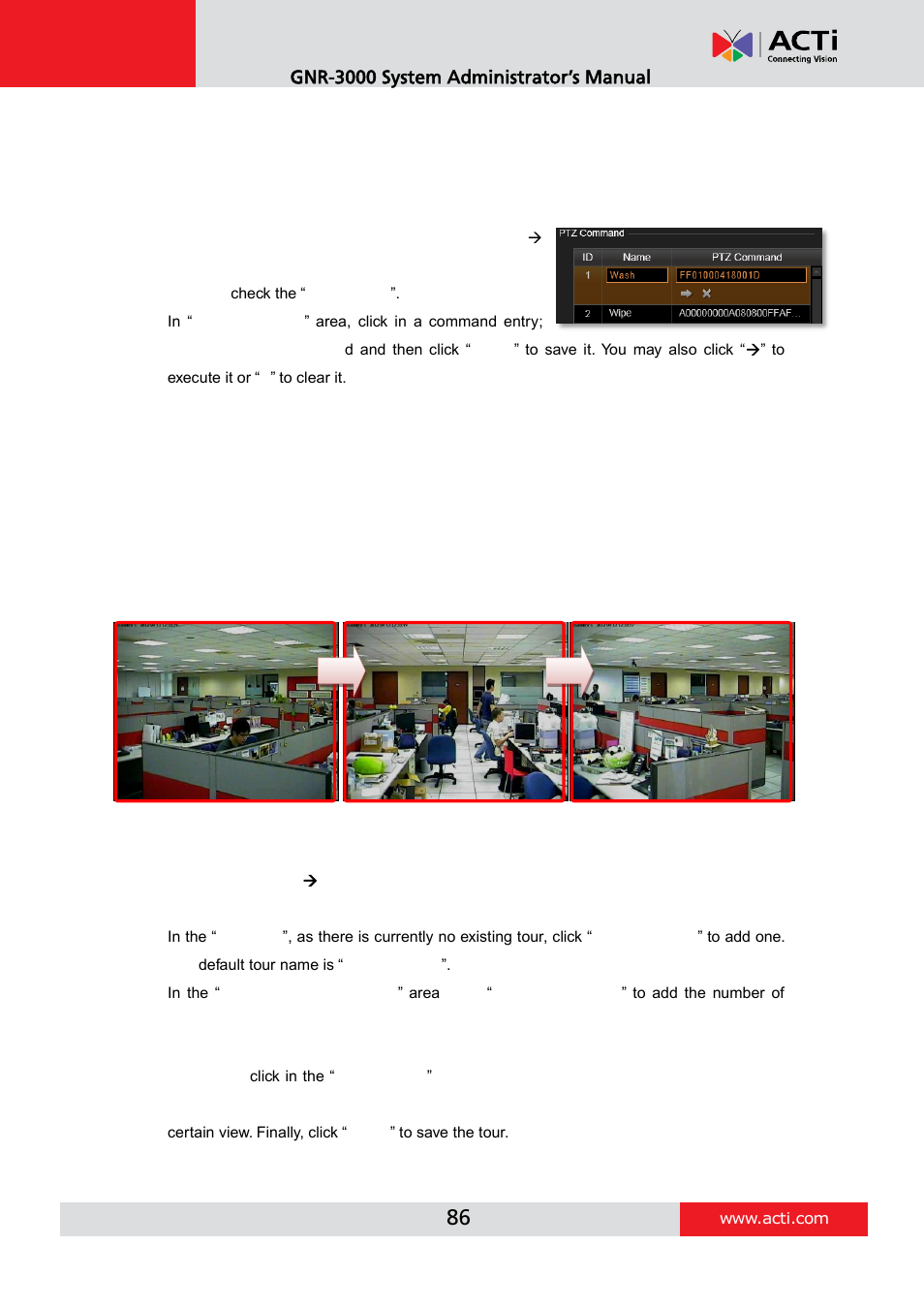 Set ptz preset tour, Preset point 1 preset point 2 preset point 3 | ACTi GNR-3000 V3.0.09 User Manual | Page 86 / 150