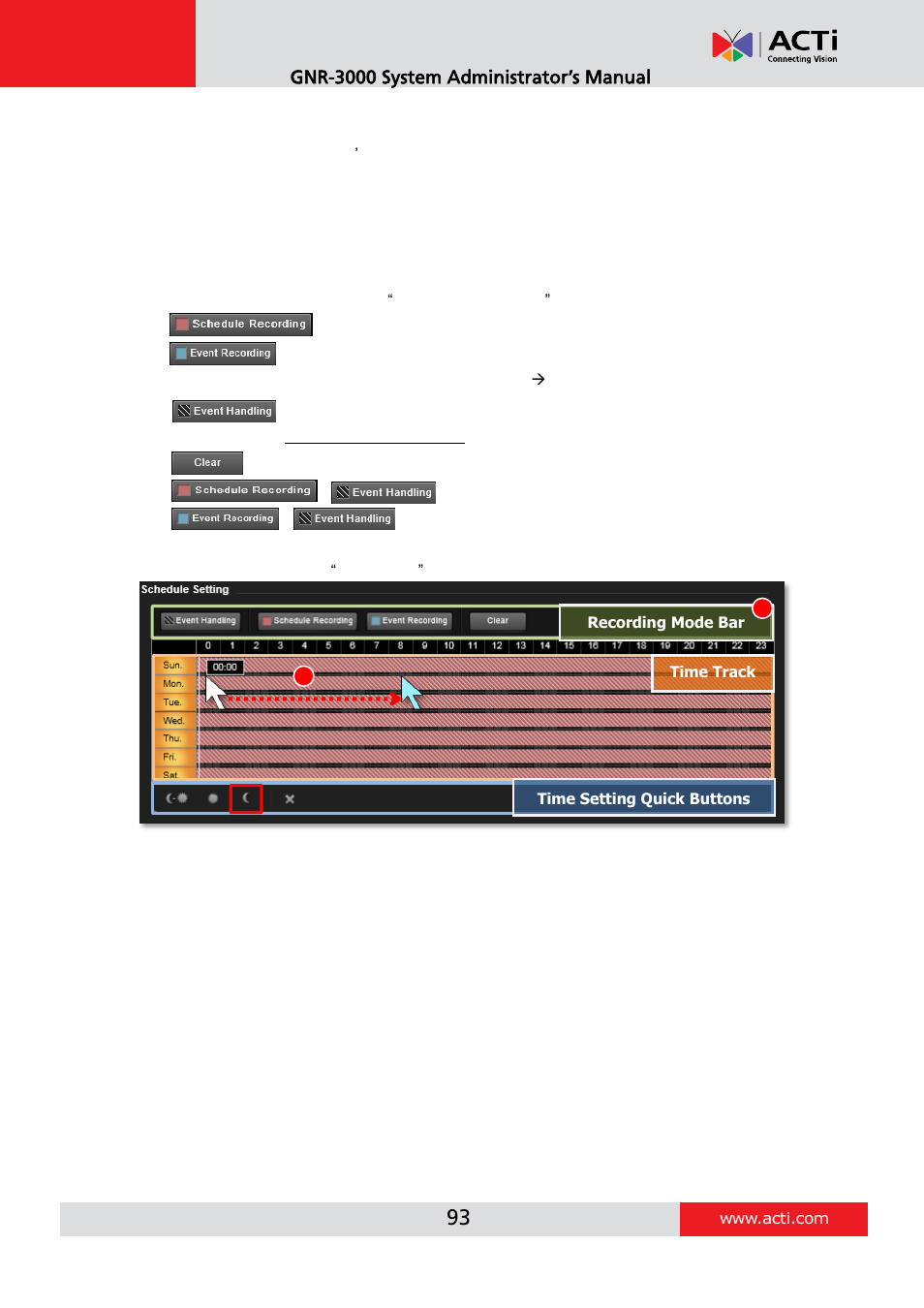Set the schedule | ACTi GNR-3000 V3.0.09 User Manual | Page 93 / 150