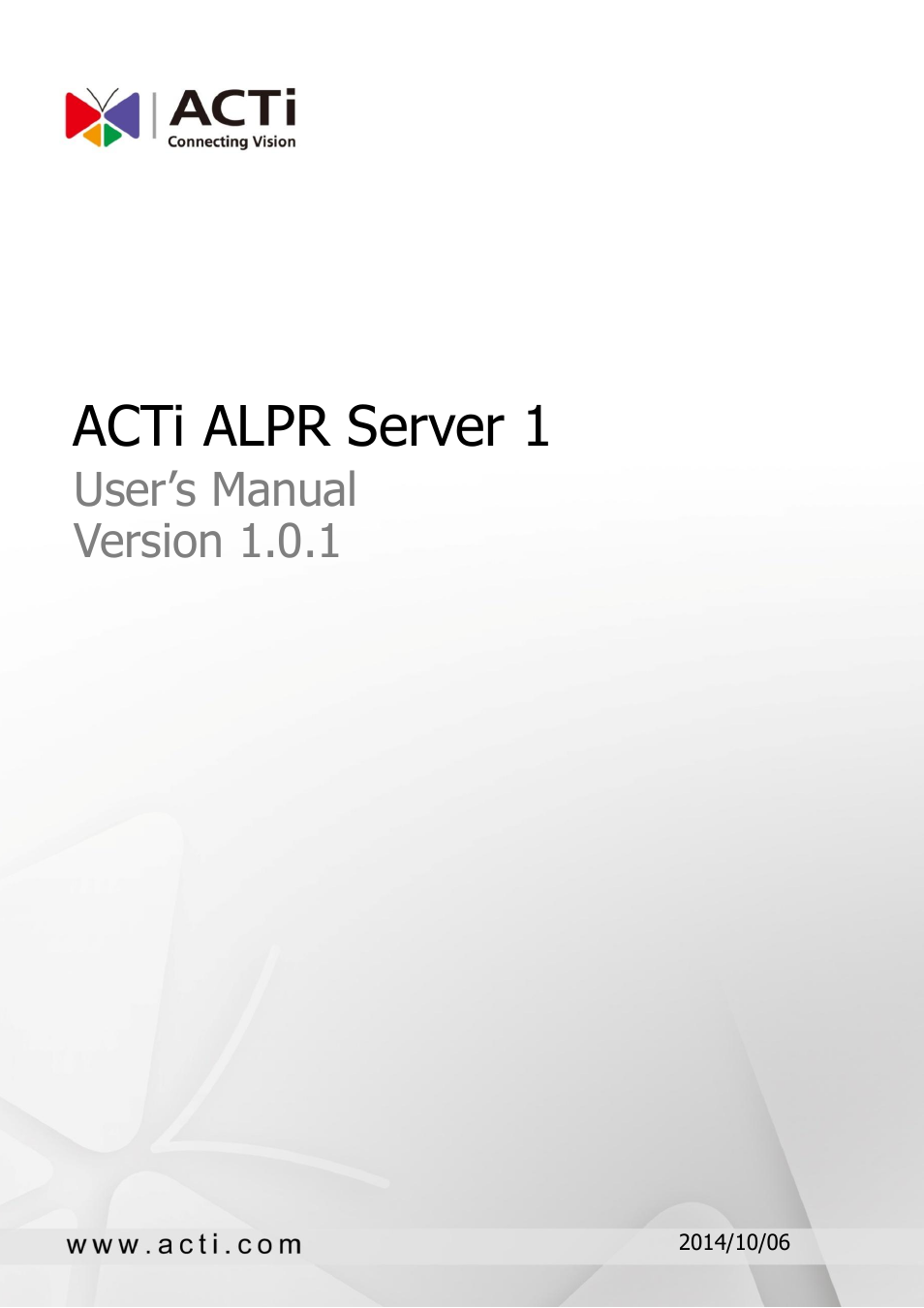 ACTi ALPR Server 1 V1.0.1 User Manual | 40 pages