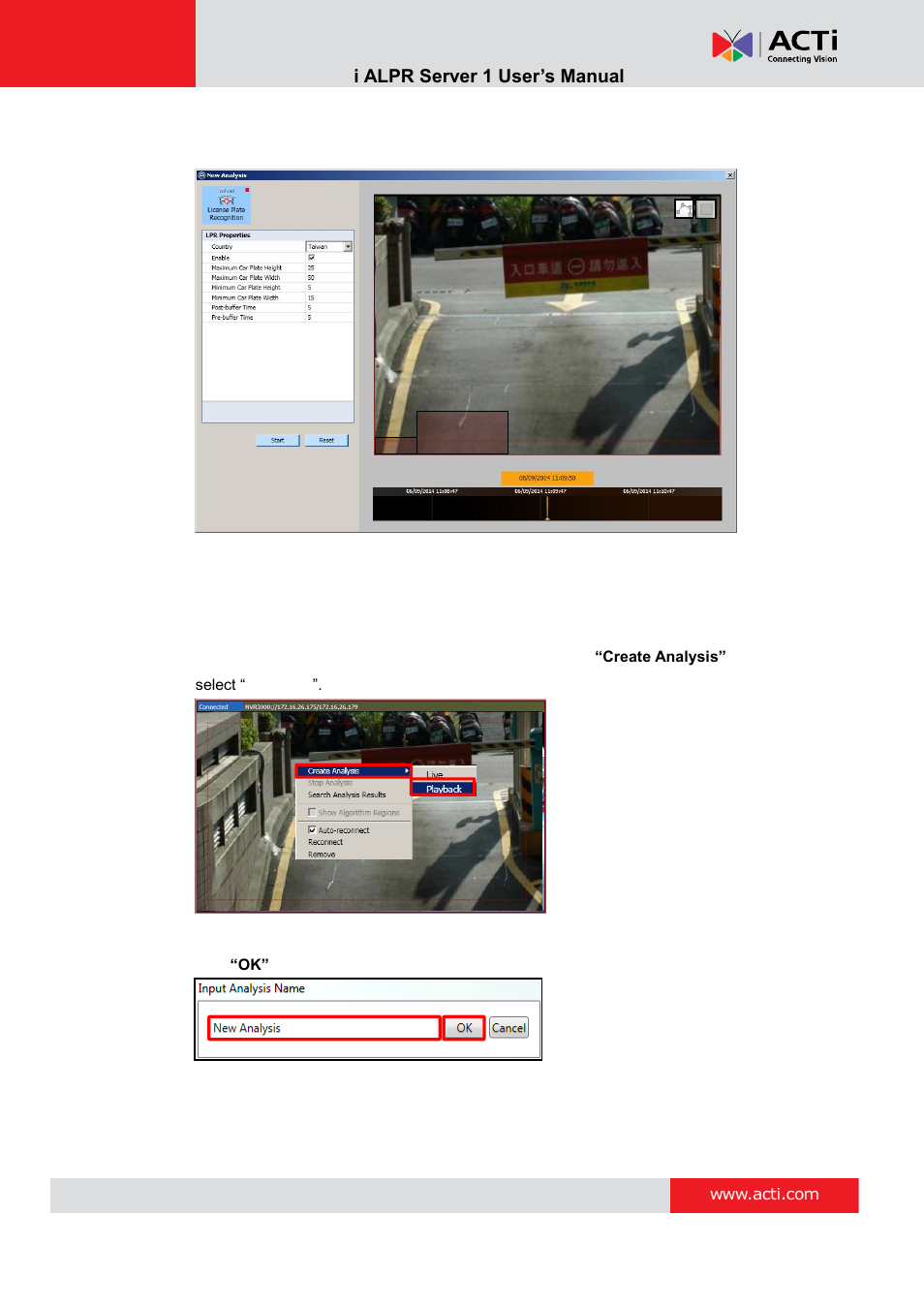 Playback analysis, Act i alpr server 1 user’s manual | ACTi ALPR Server 1 V1.0.1 User Manual | Page 24 / 40