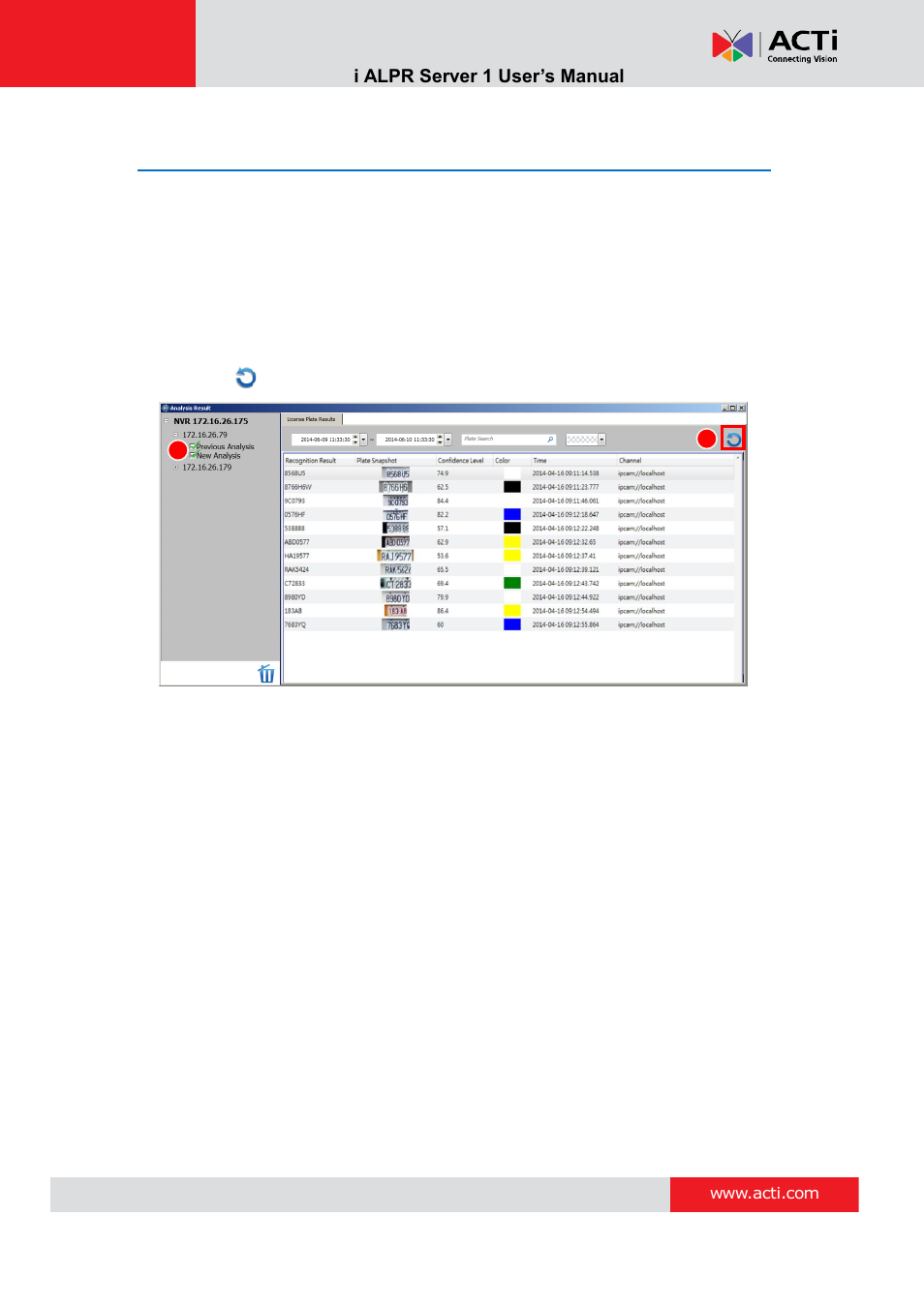 View multiple alpr analysis results | ACTi ALPR Server 1 V1.0.1 User Manual | Page 36 / 40
