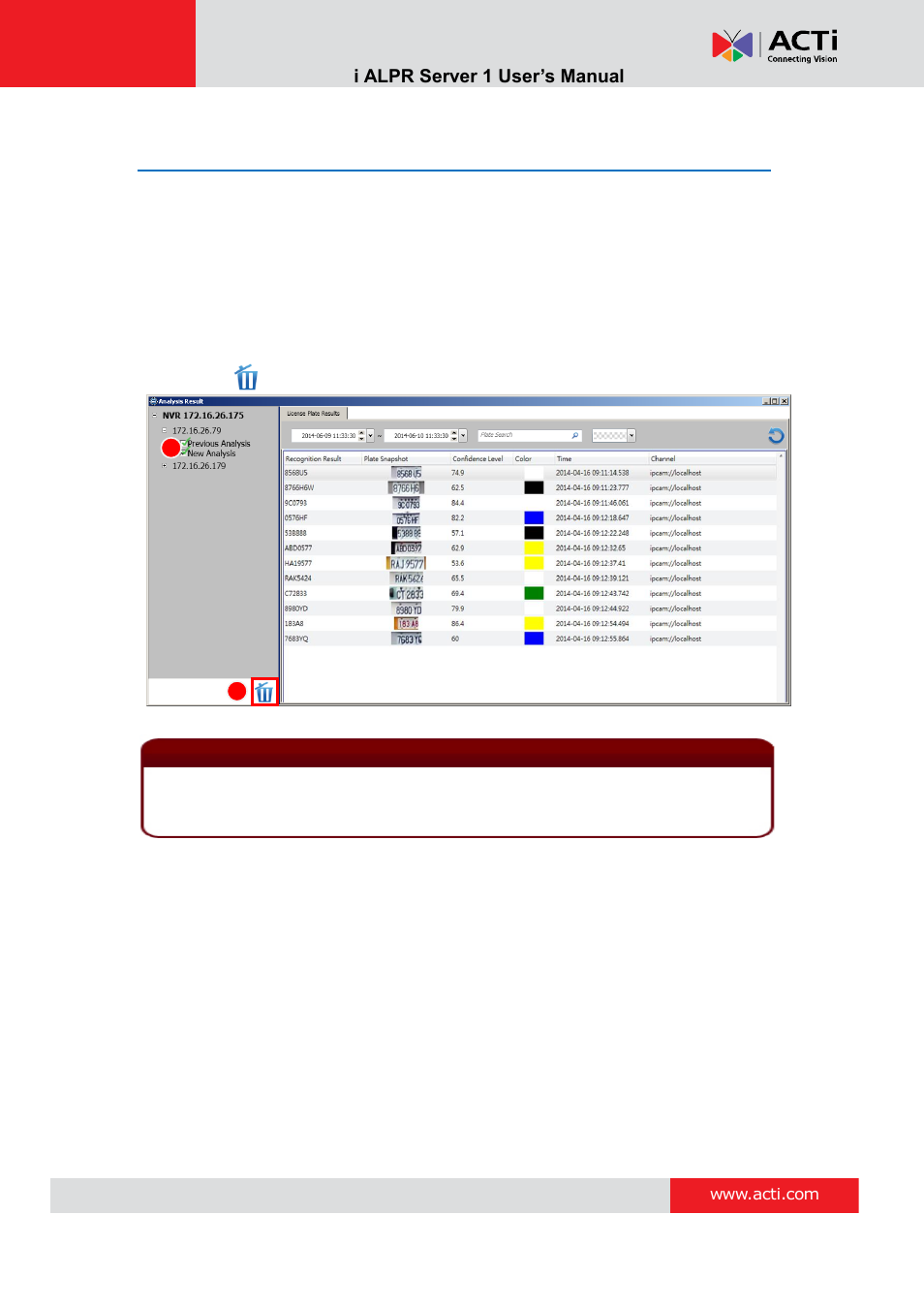 Delete an analysis rule | ACTi ALPR Server 1 V1.0.1 User Manual | Page 40 / 40