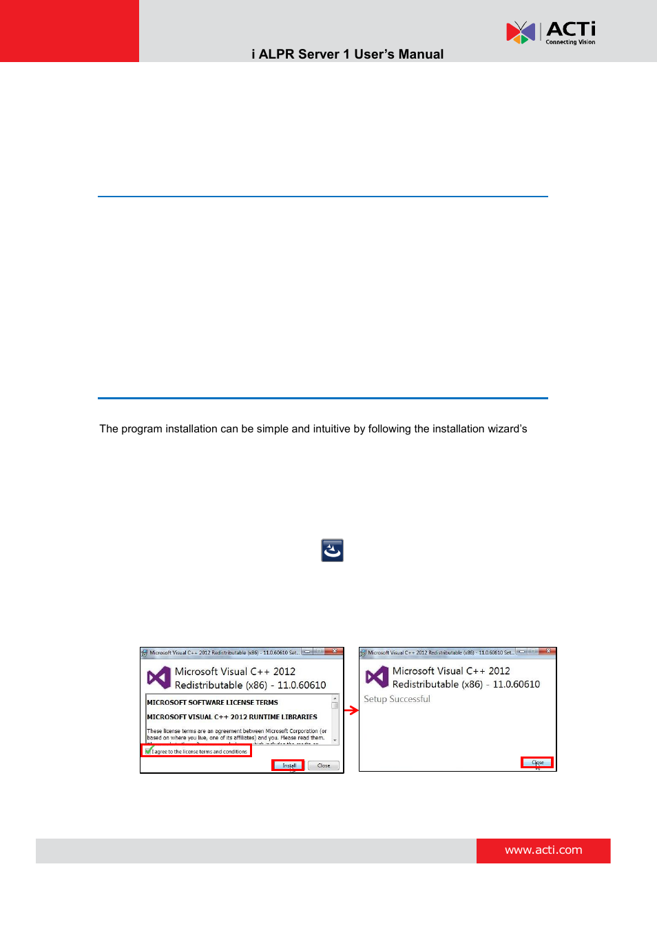 Getting started, Pre-requisites, Installing the program | ACTi ALPR Server 1 V1.0.1 User Manual | Page 8 / 40