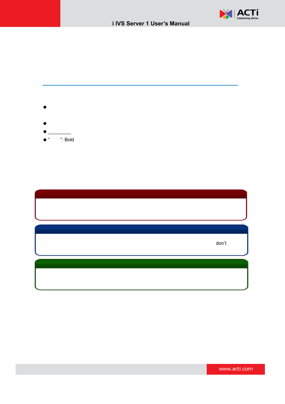 About this manual, Conventions used in this manual | ACTi IVS Server 1 V2.02.06 User Manual | Page 2 / 52