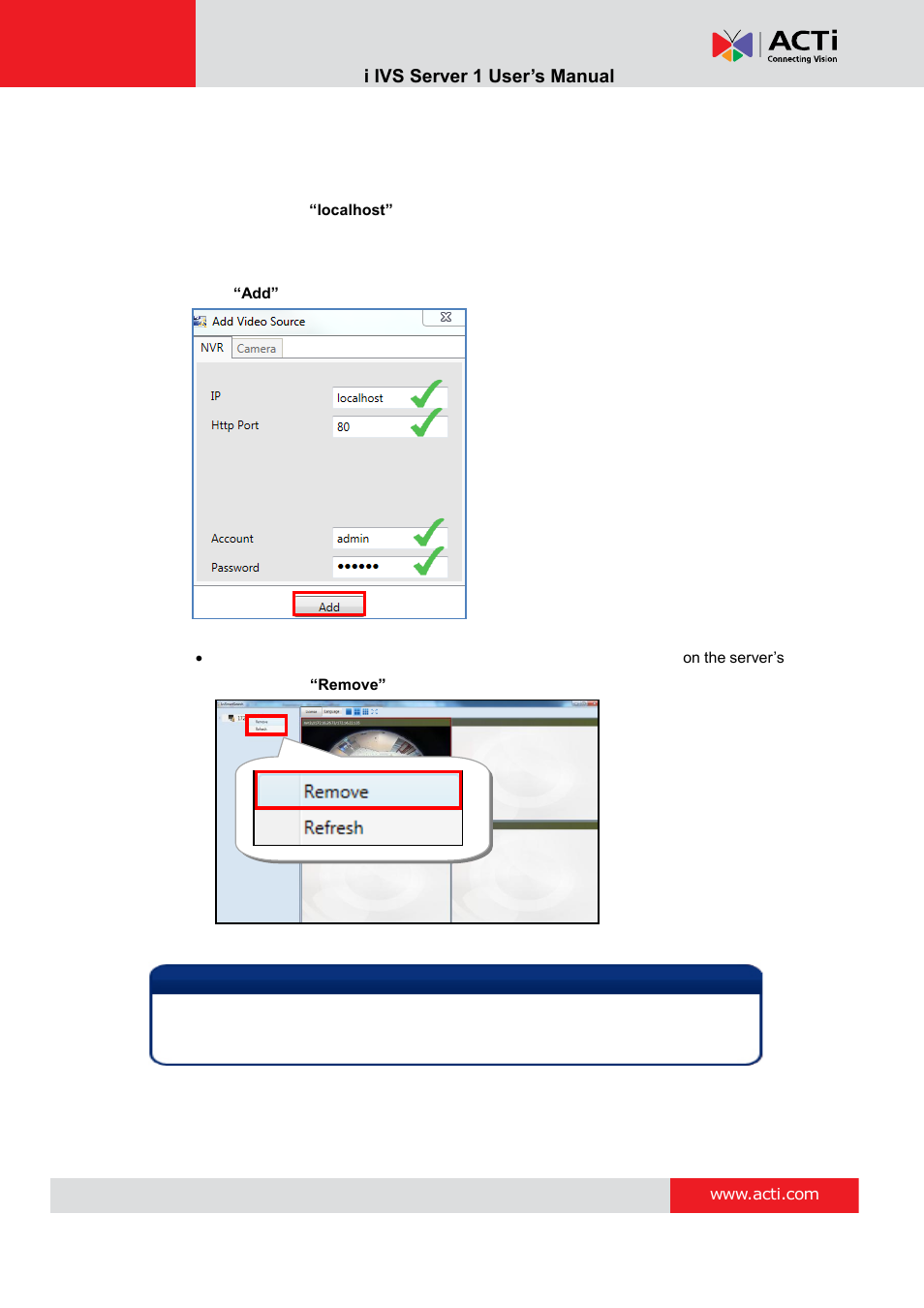 Act i ivs server 1 user’s manual | ACTi IVS Server 1 V2.02.06 User Manual | Page 20 / 52