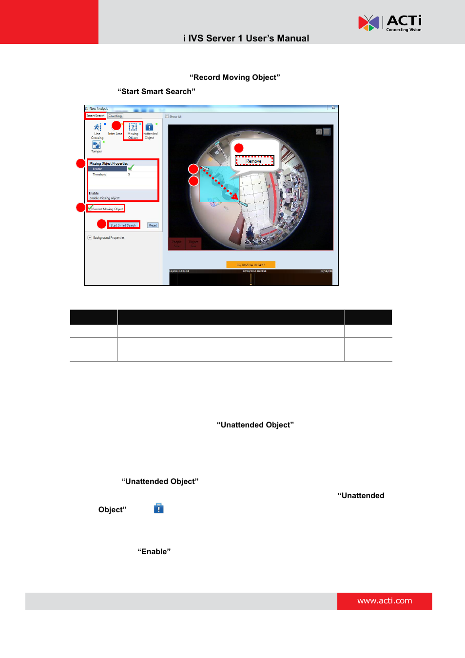Unattended object | ACTi IVS Server 1 V2.02.06 User Manual | Page 31 / 52